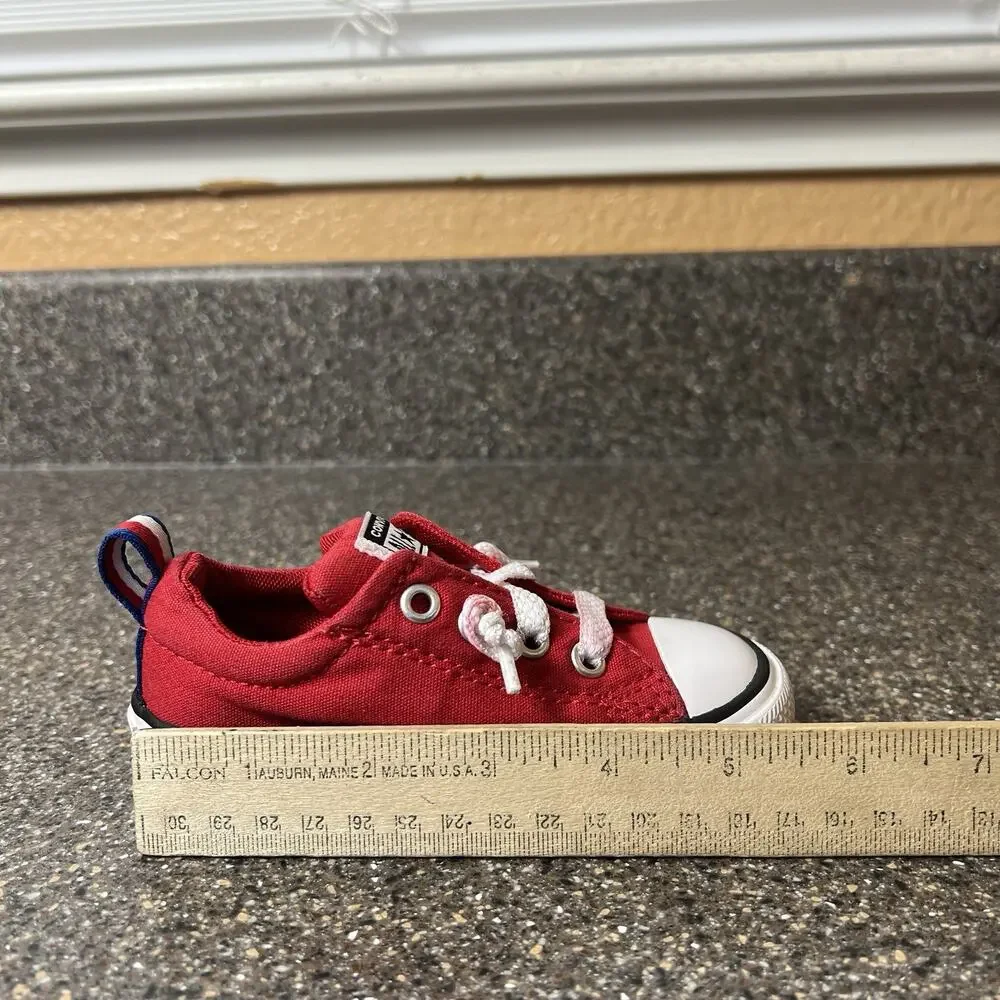 Converse All Star Kids Toddler Infant 6 Red Canvas Sneaker Slip On Low Top Shoes